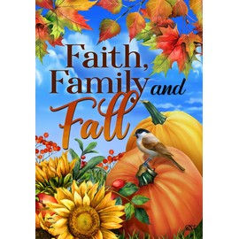 Faith Family and Fall Double Sided House Flag 40" x 28" Briarwood Lane