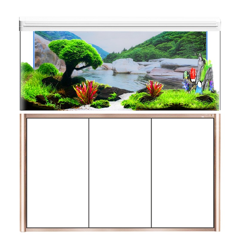 PVC Mountain Interval Rivers Fish Tanks Wallpaper Aquarium Background Poster