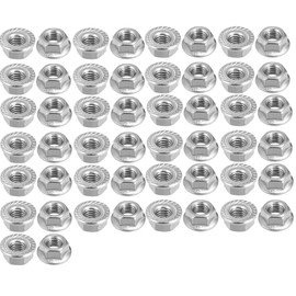 50pcs Hex Flange Nuts Serrated Hex Flange Lock Nuts Serrated Flange 304 Stainless Steel Hex Lock Nuts (M6)