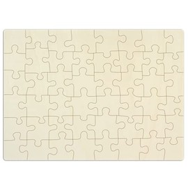 Holzpuzzle blanko mit 48 Teilen, ca. 40 x 29 cm – Zum selbst gestalten und bemalen – Leeres Puzzle aus Schichtholz, inkl. Puzzlevorlage