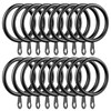 50 Pack Curtain Rings, 32mm Internal Diameter Black Metal Hanging