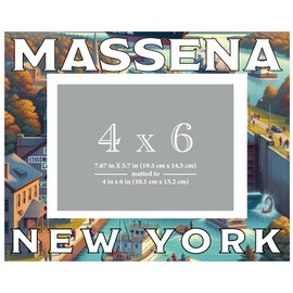 R and R Imports Massena New York Souvenir Wooden Photo Frame Matted 4 x 6 Inch - Full Color Destination Design Keepsake 2-Pack