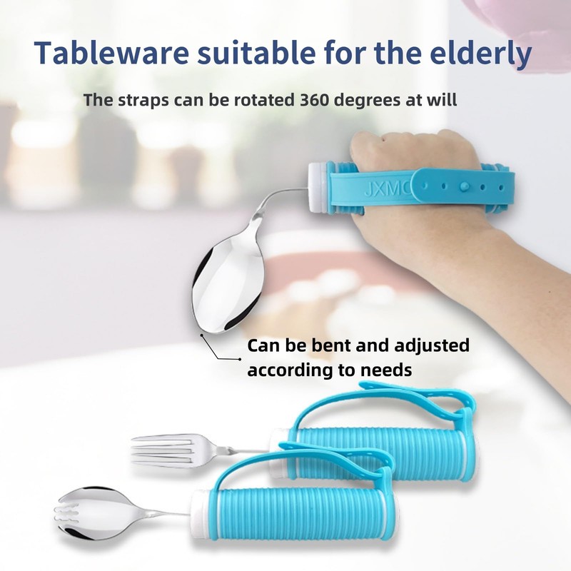 UKYCEORA Tremors Elderly Assistance Products,Spoon and Fork Three Piece Set,Handicap