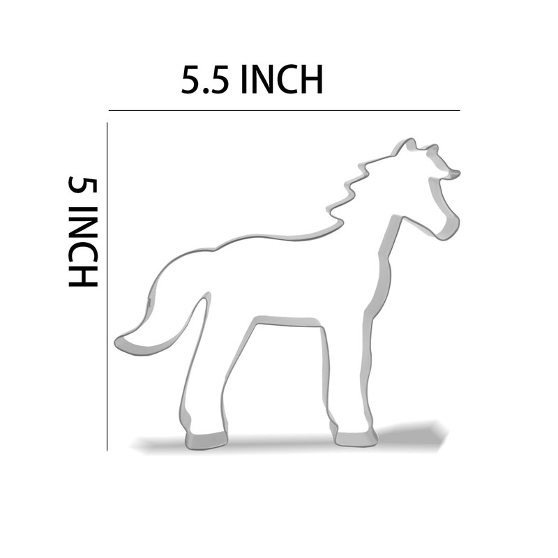 Keewah Large Horse Cookie Cutter, 5.5”, Stainless Steel