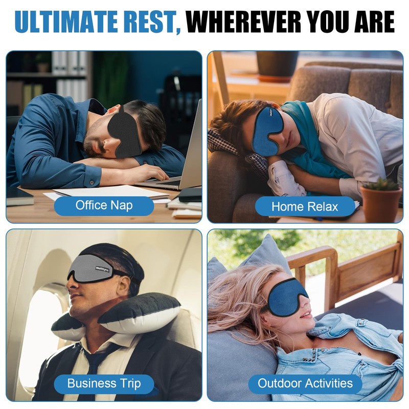 WellSync Sleep Eye Mask for Men Women,Zero Pressure 3D Blackout