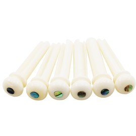 HUATOOL Acoustic Guitar Bridge Pins Cattle Bone Ox Bone Guitar Pegs Inlaid Abalone Shell Dot Guitar Replacement Endpins 6pcs Slotted
