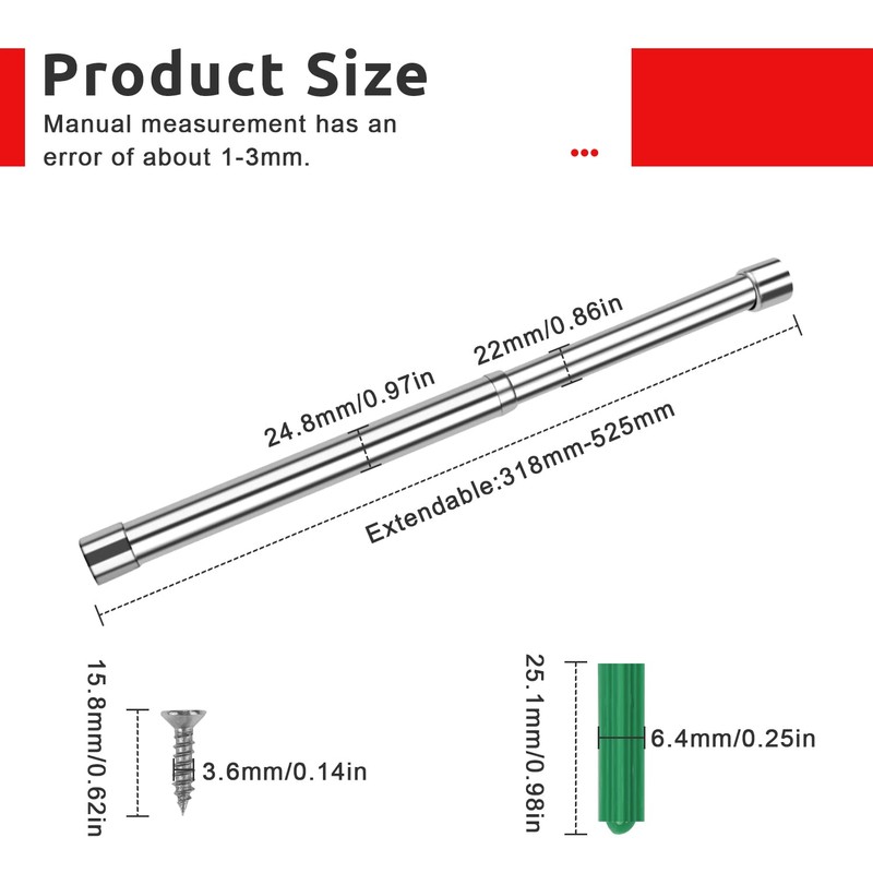 31-51 cm Clothes Rail Made of Stainless Steel, GEBAUM Retractable