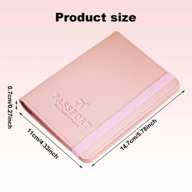 Zimoer PU Leather Passport Case, Passport Cover with RFID Blocker, Portable Aeroplane Passport Cover, Universal Passport Cover with Card Slot Elastic Band, for Passport, ID Cards, Travel Documents