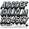 STIFFIE Whipline Chrome/Black 3" Alpha-Numeric Registration Identification Numbers Stickers Decals