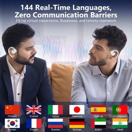 GuDoQi AI Language Translation Earbuds, Real-Time 144 Languages& Accents Headphones Translator, Wireless Bluetooth Earbuds Works with iOS& Android for Travel Business Study Meeting, Skin Colour
