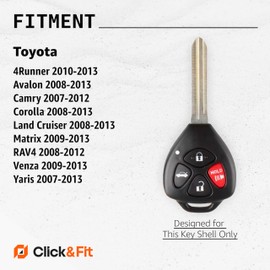 2-pcs Click&Fit Silicone Key Fob Covers for 2008-2013 Toyota Camry Corolla RAV4 4Runner Yaris Avalon Venza Matrix Land Cruiser – Car Remote Key Shell Rubber Protector 4-Buttons, Black & Beige