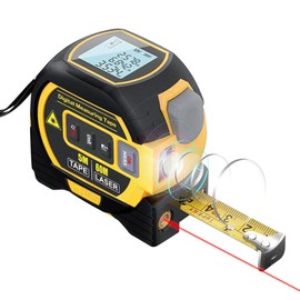 Eacam 3 in1 Laser Rangefinder, 5m Tape Measure Ruler LCD Display with Backlight Distance Meter, Building Measurement Device Area Volumes Surveying Equipment