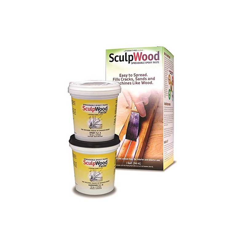 System Three SculpWood Paste Wood Epoxy Filler, 1 Quart Kit