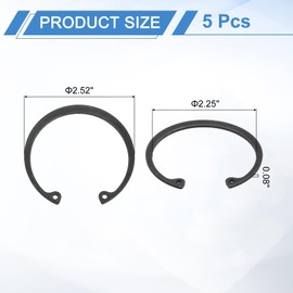 uxcell 5Pcs 2-5/16" Internal Retaining Ring Circlip, 65 Mn Spring Steel Internal Circlip Snap Rings C-Clips for Grooved Shafts Studs, Black