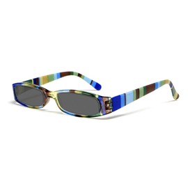 Calabria R576 Colorful Striped Sunglasses +2.50 Blue Grey Womens Trendy Readers Lightweight Comfortable w/Soft Slip In Case