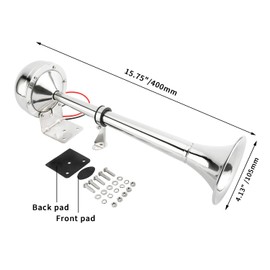 DasMarine Pontoon Marine Boat Horn,12v Trumpet Horn,Electric Single Horn Stainless Steel Horn for Truck,Boat