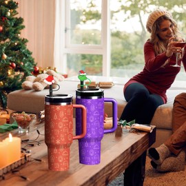 12PCS Silicone Straw Cover, 0.4Inch/10mm Cute Christmas Reusable Straw Cup Accessories Drinking Straw Covers For 30&40 Oz Straw Topper Xmas Theme Party Favors Supplies Straw Cover (Christmas 2)