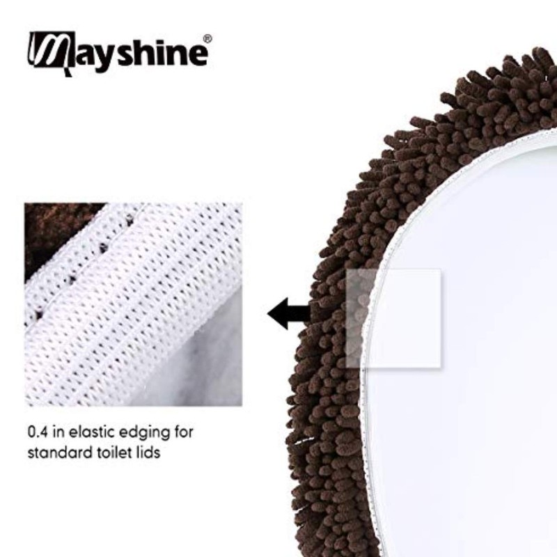 MAYSHINE Plush Shaggy Standard Toilet Seat Lid Cover (Brown) |