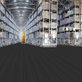 Rubber Floor Mat Heavy Duty Composite Rib Corrugated Rubber Flooring Rolls 5ft x 12ft x 3 mm, Garage Mat Non-Slip Rubber Protector Mat for Garage Warehouse Workshop Basement