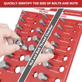 42 Nut and Bolt Thread Checker, Bolt Size and Thread Gauge, Screw Identifier Gauge with 19 Standard & 15 Metric Bolt & 8 Drill Bit Gauge, Gift for Mechanic Dad Son
