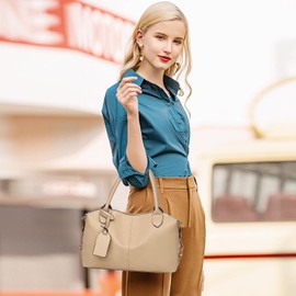 NICOLE & DORIS Womens Tote Handbag Elegant Top Handle Bags Stylish Shoulder Bags Soft PU Leather Crossbody Bag Waterproof Shopper Handbags Khaki