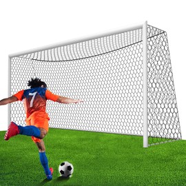 XXXYYY Soccer Goal Net Replacement 24x8FT, Professional On-Court Quality [8.4 LBS, 4mm Nylon], Upgraded Weather Resistance, Better Break Strength, Higher Abrasion Resistance- Black (Net Only)