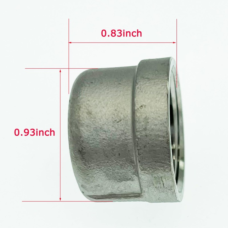 Nfomruyy 304 Stainless Steel Pipe Cap 1/2"NPT Thread, 0.25 Inch
