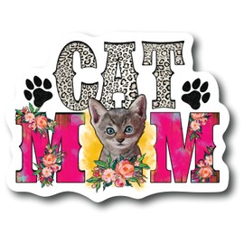 Cat Mom Colorful Refrigerator Magnet | UV Printed 4-Inch Kitchen Decor Accessory Featuring Stunning Design | Mom Mother Love Pet Paw Family Lover Animal CSM1516