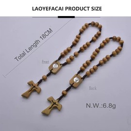 LAOYEFACAI Wooden Cross Rosary Catholic with Yarn Bag First Communion Gifts Girls Christening Decoration Crucifix Gifts for Communion Boy Modern Crosses for Daily Prayer
