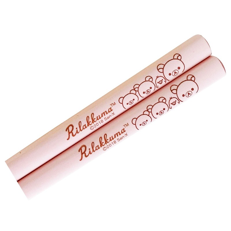 Rilakkuma 362011 Happy Life Children's Painted Chopsticks Children's Tableware, Pink