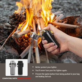 SOMGEM EDC Waterproof Lighter Case, 2 Pack Cover Holder for BIC Regular Lighters Sleeve Type J6, Outdoor Survival Multipurpose Seal Lighter Pouch