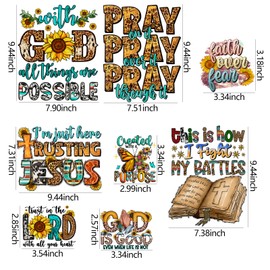 8pcs Iron On Decals,Iron On Transfer Heat Transfers Patches for Clothing T-Shirts Jesus Heat Press Decals Design Washable Decoration Applique DIY Craft