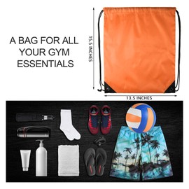 GoodtoU Drawstring Backpacks, Drawstring Nylon Bags Bulk Cinch Sack Drawstring Gym Bag for Sport, Traveling, Team (20Pcs, Orange)