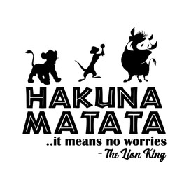 Nursery Hakuna Matata It Means No Worries Cartoon Characters Inspiring Life Words Wall Art Sticker Designs Vinyl Stickers for Home House Walls Rooms Windows Bedroom Decoration Size (14x14 inch)