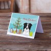 Christmas Tree and Border Collie Greeting Cards and Envelopes Pack