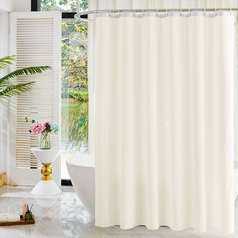 YISURE Beige Cotton Shower Curtain 72x84 Inch, Natural Extra Long