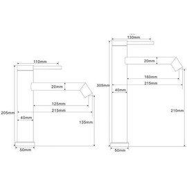 UDWTMTPRT Basin Faucet Bathroom Single Lever Sink Faucet Crane 304 Stainless Steel Brush Gold Sink Faucet Hot and Cold Water Tap(Black red Tall)
