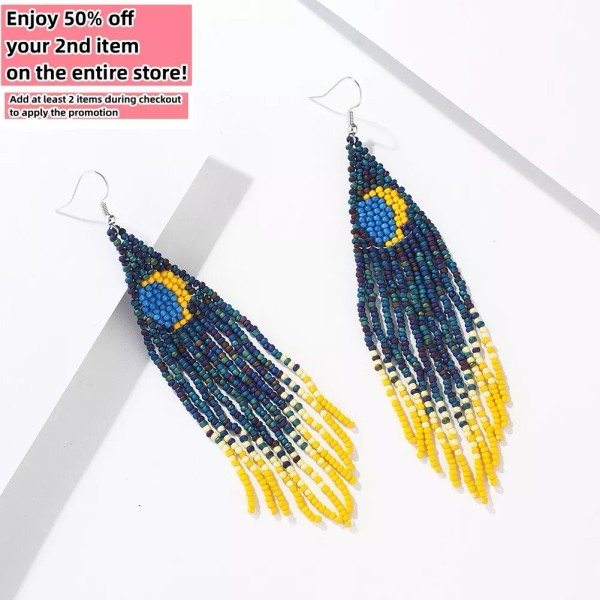 Dream Shop BOHO Seeds Beaded Earrings Fringe Tassel Bohemian Dangle