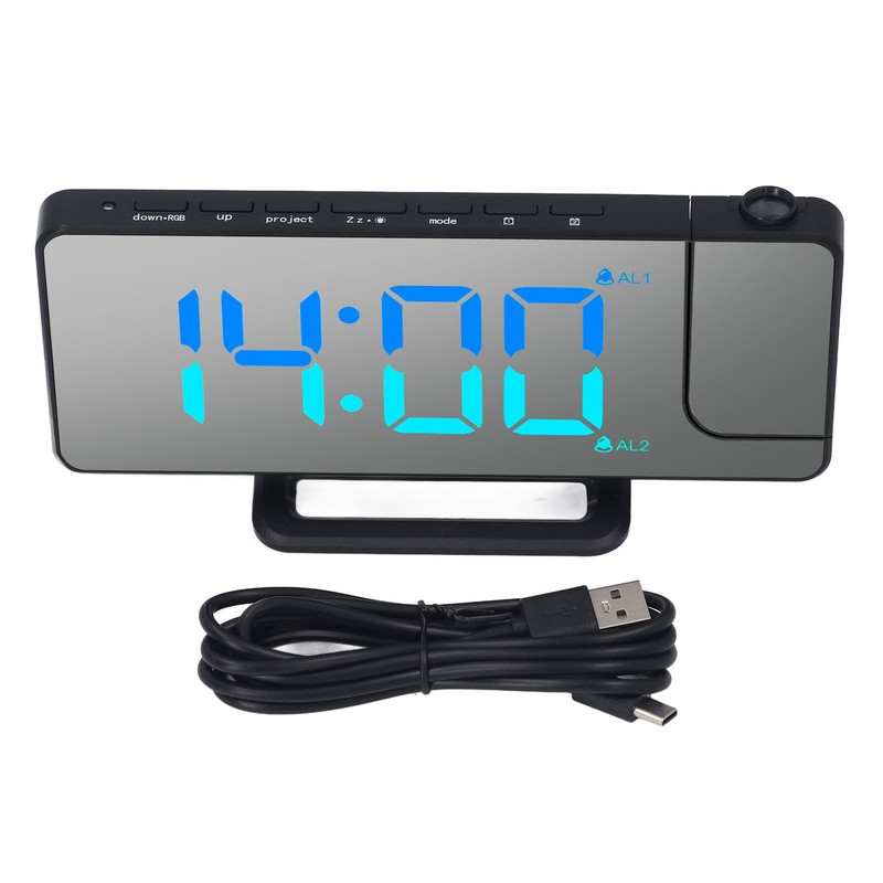 Projection Alarm Clock 7.4 Inch LED Mirror Digital Alarm Clock