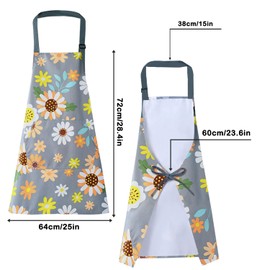 LECTNORE Chefs Kitchen Aprons, Floral Aprons for Women Adjustable Apron with Pocket Cooking Apron Waterproof Apron for Kitchen Baking Gardening