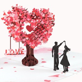 Pop Up Anniversary Card, Love Tree Hearts Couple Dancing, Birthday Card For Her Wife Girlfriend- Full of Love And Happiness- Anniversary Valentine Day Cards, Romantic Love Greeting Card (Love tree)