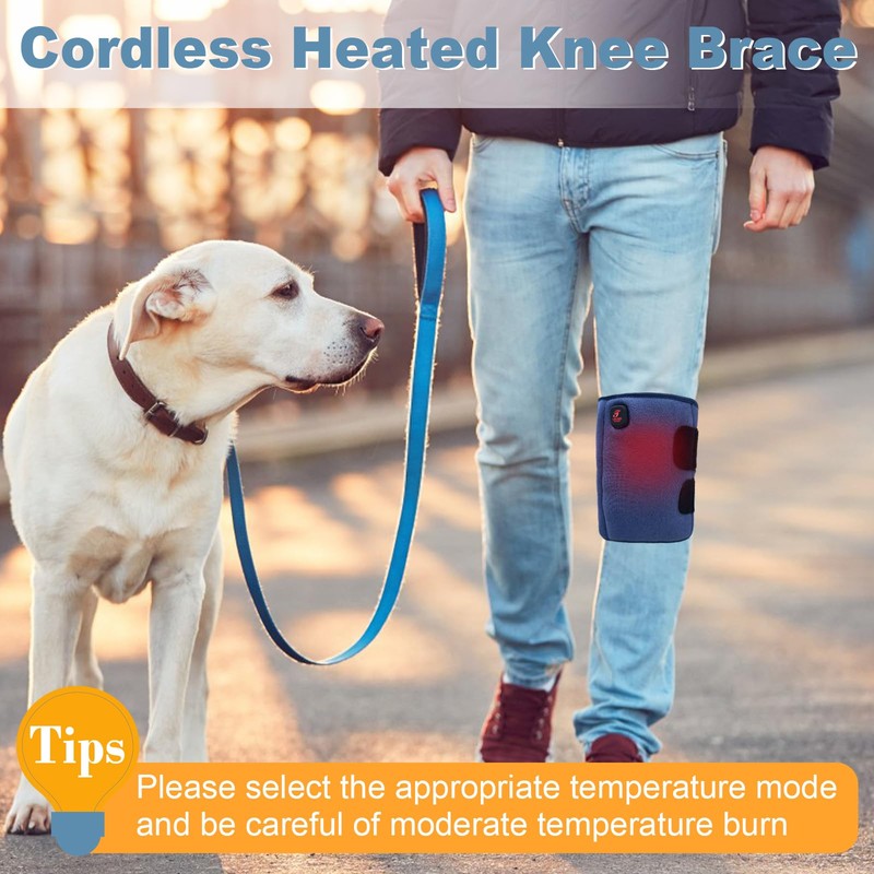 Telepepe Heated Knee Brace, Cordless Knee Heating Pad for Arthritis,