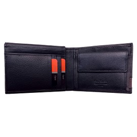 PIERRE CARDIN Men's Wallet, Slim, Man, Small Thin RFID, Gift, Wallet with Coin Purse, Slim, Banknote Holder, Boy Wallet, black/red, Elegant