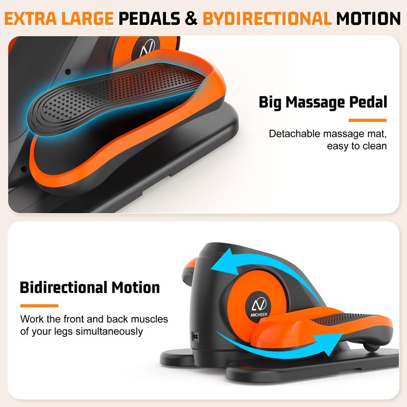 AHCNEER Under Desk Elliptical,Portable Ultra-Quiet Elliptical Exercise Machine for Home,100%