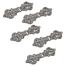 WANDIC Cardigan Clips, 5 Pairs Vintage Flower pattern Cape Fasteners Sew On Hooks And Eyes Cardigan Clip Cloak Clasp Fasteners For Sweater Shawl, Black Nickel