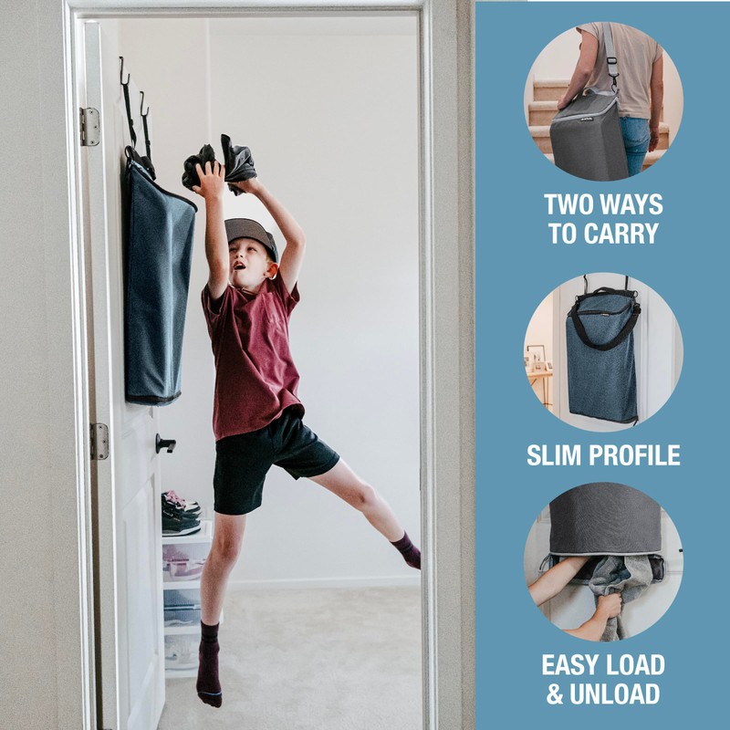 CleverMade Hanging Laundry Hamper Bag with Over the Door Hooks;