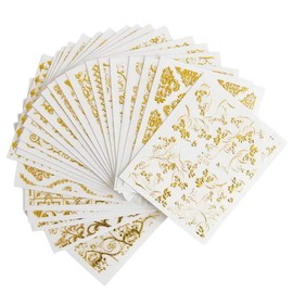 HappyHome Nail Stickers, Just Stick, Gold, Flower, Lace, Botanical, Random, Set of 20, Nail Art