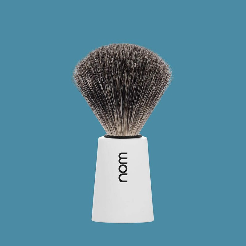 nom Carl Pure Badger Shaving Brush (Handle: White)