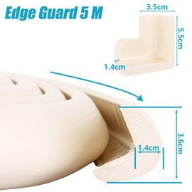ASelected 5 M Corner And Edge Protectors,Foam Safety Strip for Kids,Anti Collision Strip and 8 Corner Guards for Baby,Thicken Soft Protective Edge Corner Guard for Baby, Kids and Child Furniture,White