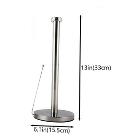 Paper Towel Holder Free-Standing, Kitchen Roll Stand Paper Roll Dispenser Countertop Napkin Rack Sink Tissue Organizer Accessories, Stainless Steel, Silver(Bottom Rod)